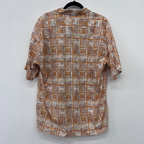 Tori Richard mens brown tapa printed geometric button down short sleeve Size:‎ L - Picture 8 of 8